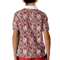 Hibiscus Bloom Island Tribal Waves Kid Polo Shirt Red Polynesian Pattern LT01 - Polynesian Pride