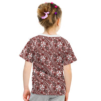 Hibiscus Bloom Island Tribal Waves Kid T Shirt Red Polynesian Pattern LT01 - Polynesian Pride