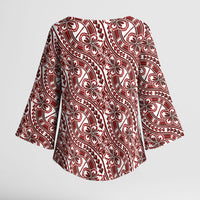 Hibiscus Bloom Island Tribal Waves Kimono Sleeve Blouse Red Polynesian Pattern LT01 - Polynesian Pride