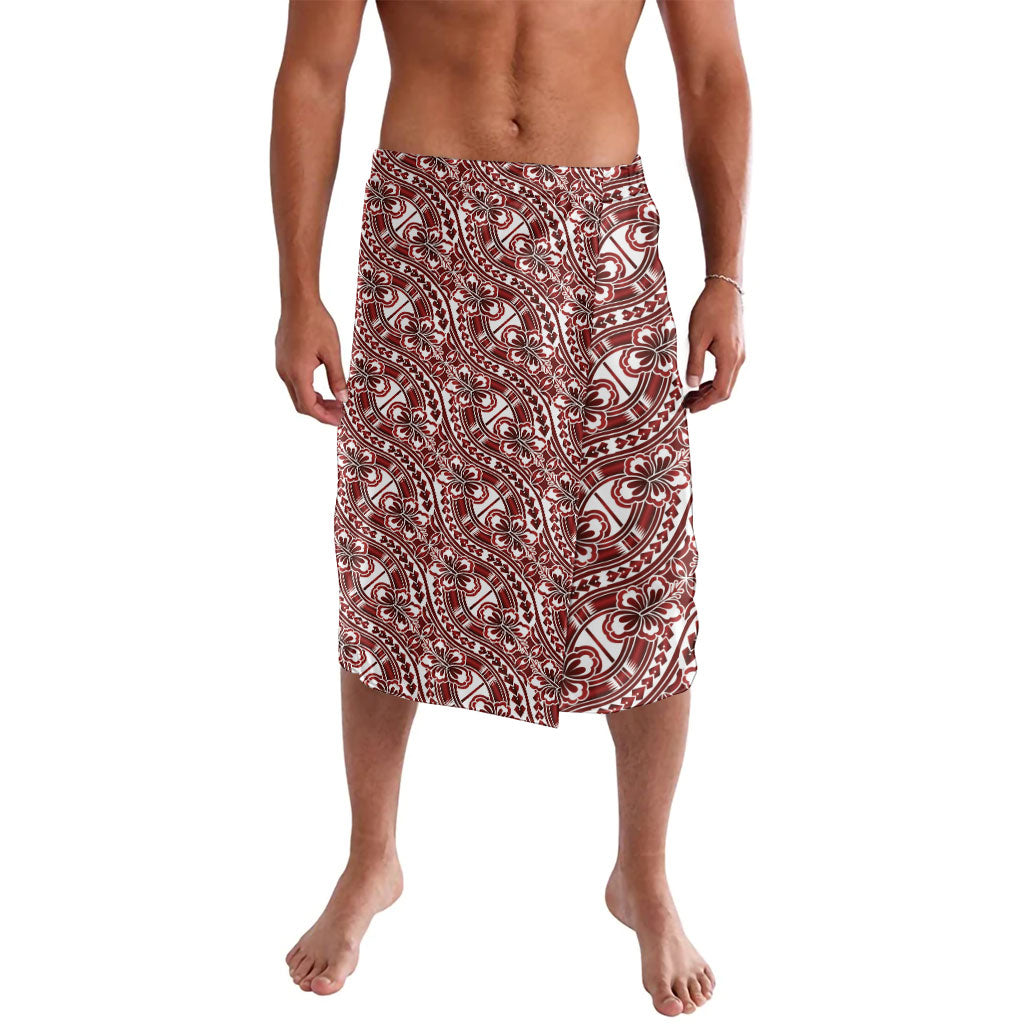 Hibiscus Bloom Island Tribal Waves Lavalava Red Polynesian Pattern LT01 Red - Polynesian Pride