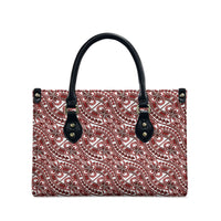 Hibiscus Bloom Island Tribal Waves Leather Bag Red Polynesian Pattern LT01 - Polynesian Pride