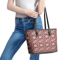 Hibiscus Bloom Island Tribal Waves Leather Tote Bag Red Polynesian Pattern LT01 - Polynesian Pride