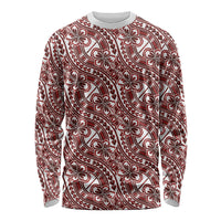 Hibiscus Bloom Island Tribal Waves Long Sleeve Shirt Red Polynesian Pattern LT01 Unisex Red - Polynesian Pride