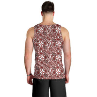 Hibiscus Bloom Island Tribal Waves Men Tank Top Red Polynesian Pattern LT01 - Polynesian Pride
