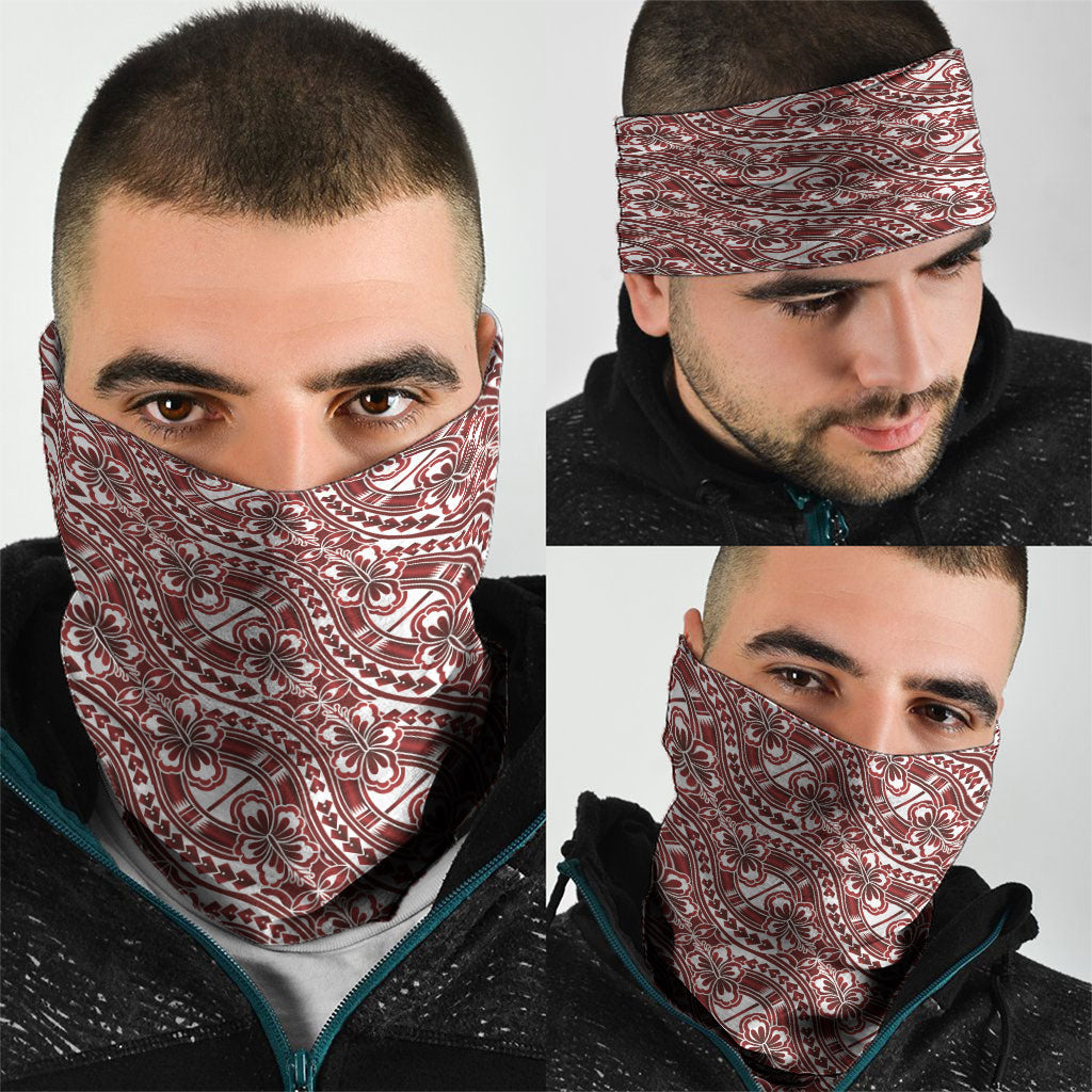 Hibiscus Bloom Island Tribal Waves Neck Gaiter Red Polynesian Pattern LT01 - Polynesian Pride