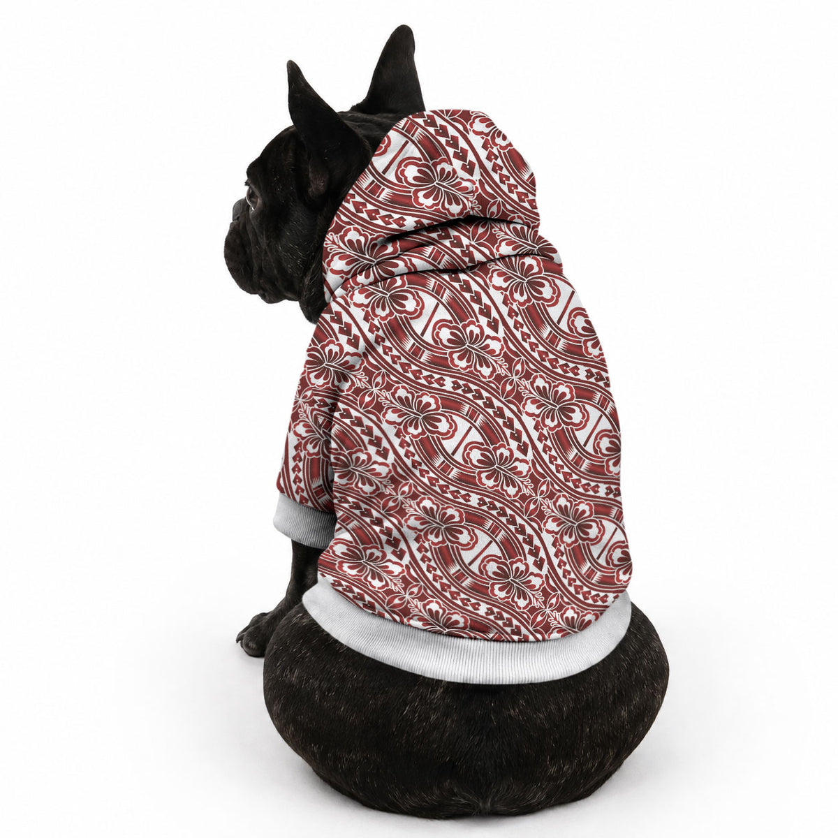 Hibiscus Bloom Island Tribal Waves Pet Hoodie Red Polynesian Pattern LT01 - Polynesian Pride