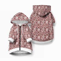 Hibiscus Bloom Island Tribal Waves Pet Hoodie Red Polynesian Pattern LT01 Zip-up Red - Polynesian Pride