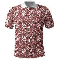 Hibiscus Bloom Island Tribal Waves Polo Shirt Red Polynesian Pattern LT01 Red - Polynesian Pride