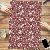 Hibiscus Bloom Island Tribal Waves Puzzle Red Polynesian Pattern LT01 Red - Polynesian Pride