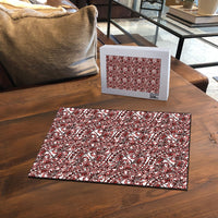 Hibiscus Bloom Island Tribal Waves Puzzle Red Polynesian Pattern LT01 - Polynesian Pride