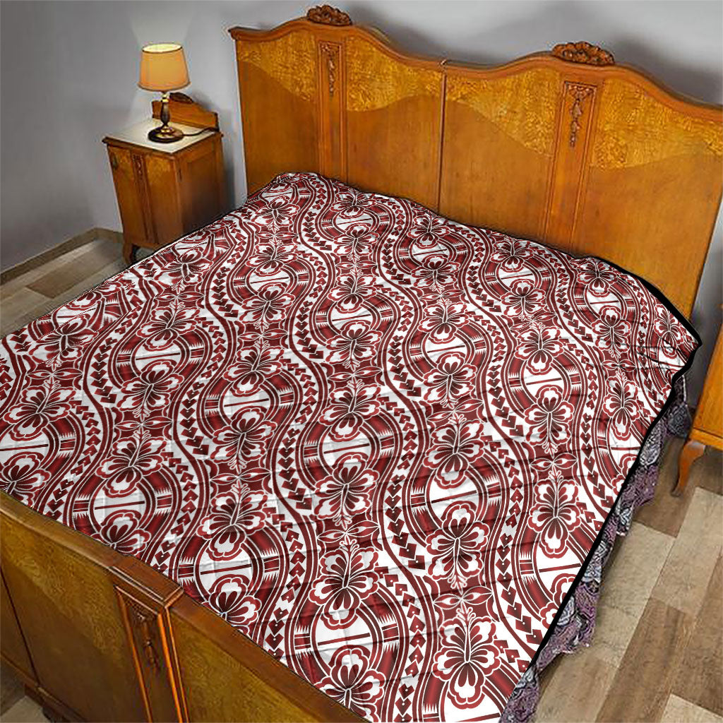 Hibiscus Bloom Island Tribal Waves Quilt Red Polynesian Pattern LT01 - Polynesian Pride