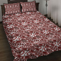 Hibiscus Bloom Island Tribal Waves Quilt Bed Set Red Polynesian Pattern LT01 Red - Polynesian Pride