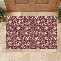 Hibiscus Bloom Island Tribal Waves Rubber Doormat Red Polynesian Pattern LT01 Red - Polynesian Pride