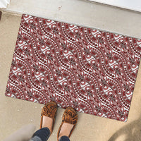 Hibiscus Bloom Island Tribal Waves Rubber Doormat Red Polynesian Pattern LT01 - Polynesian Pride
