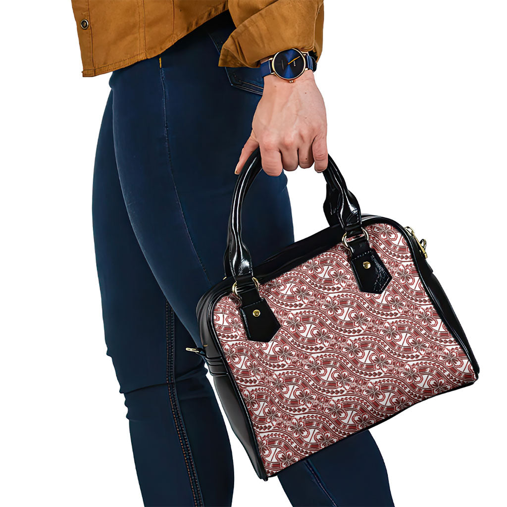 Hibiscus Bloom Island Tribal Waves Shoulder Handbag Red Polynesian Pattern LT01 - Polynesian Pride