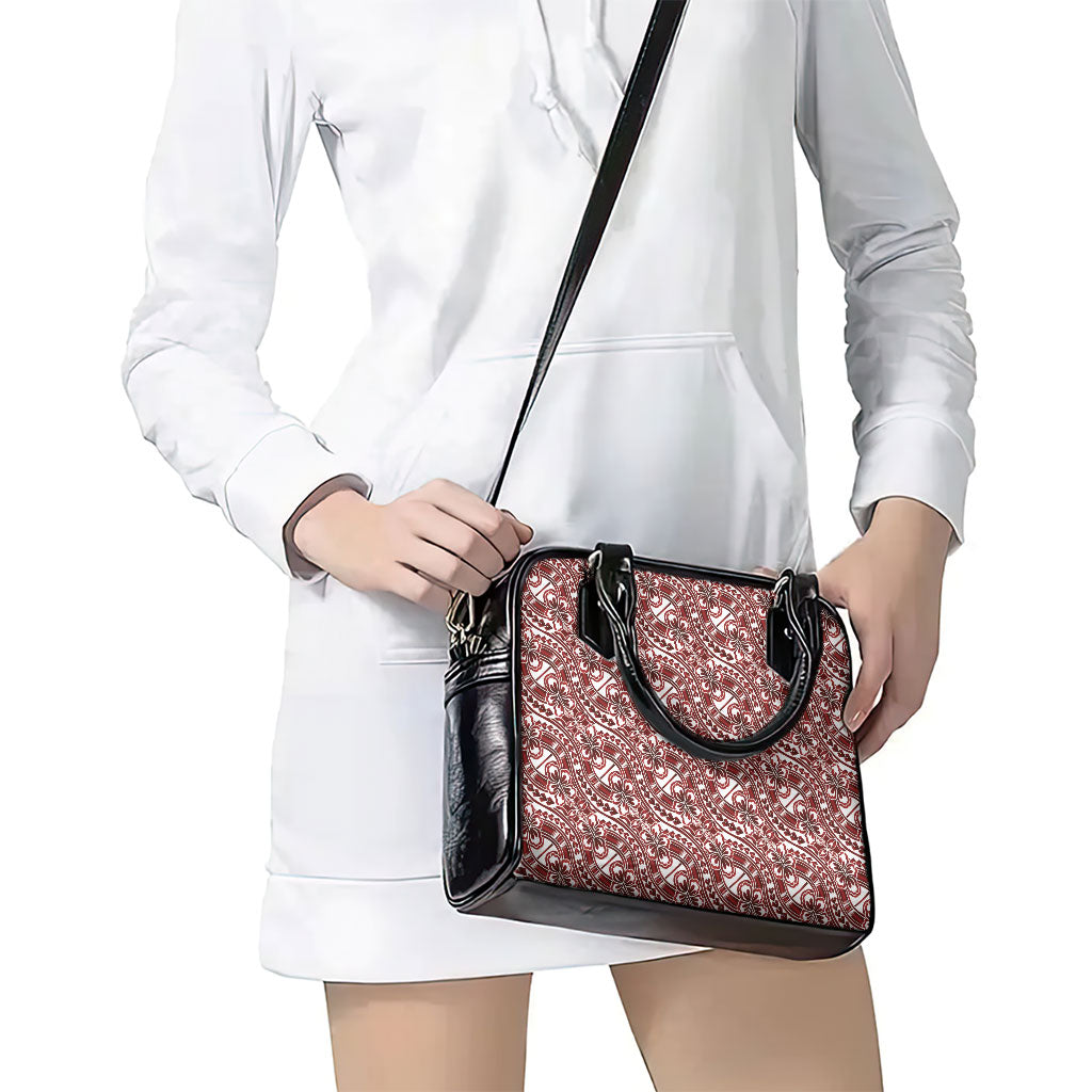 Hibiscus Bloom Island Tribal Waves Shoulder Handbag Red Polynesian Pattern LT01 - Polynesian Pride