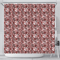 Hibiscus Bloom Island Tribal Waves Shower Curtain Red Polynesian Pattern LT01 - Polynesian Pride