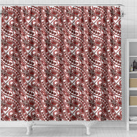 Hibiscus Bloom Island Tribal Waves Shower Curtain Red Polynesian Pattern LT01 - Polynesian Pride