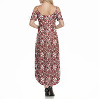 Hibiscus Bloom Island Tribal Waves Summer Maxi Dress Red Polynesian Pattern LT01 - Polynesian Pride