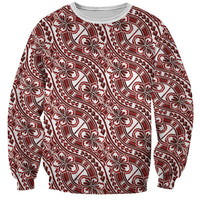Hibiscus Bloom Island Tribal Waves Sweatshirt Red Polynesian Pattern LT01 Unisex Red - Polynesian Pride