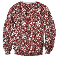 Hibiscus Bloom Island Tribal Waves Sweatshirt Red Polynesian Pattern LT01 - Polynesian Pride