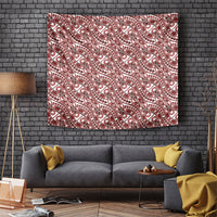 Hibiscus Bloom Island Tribal Waves Tapestry Red Polynesian Pattern LT01 Red - Polynesian Pride