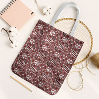 Hibiscus Bloom Island Tribal Waves Tote Bag Red Polynesian Pattern LT01 White Strap One Size Red - Polynesian Pride
