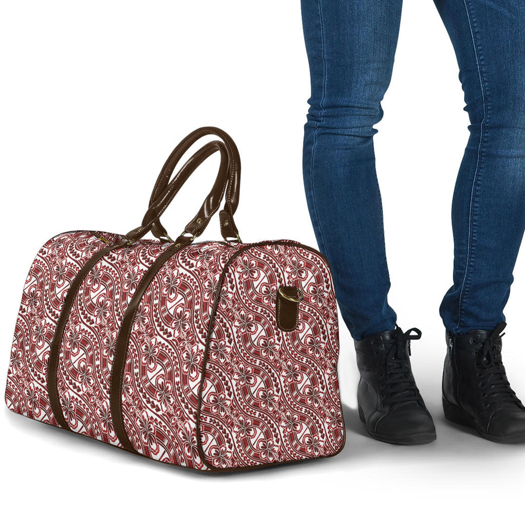 Hibiscus Bloom Island Tribal Waves Travel Bag Red Polynesian Pattern LT01 - Polynesian Pride