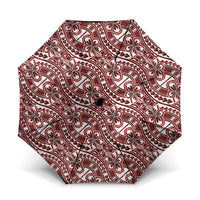 Hibiscus Bloom Island Tribal Waves Umbrella Red Polynesian Pattern LT01 One Size Folded 11.42 inch Opened Diameter 37.4 inch Red - Polynesian Pride