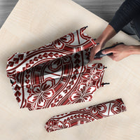 Hibiscus Bloom Island Tribal Waves Umbrella Red Polynesian Pattern LT01 - Polynesian Pride