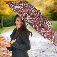 Hibiscus Bloom Island Tribal Waves Umbrella Red Polynesian Pattern LT01 - Polynesian Pride