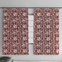 Hibiscus Bloom Island Tribal Waves Window Curtain Red Polynesian Pattern LT01 With Hooks Red - Polynesian Pride