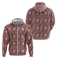 Hibiscus Bloom Island Tribal Waves Zip Hoodie Red Polynesian Pattern LT01 - Polynesian Pride