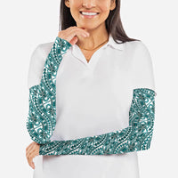 Hibiscus Bloom Island Tribal Waves Arm Sleeves Teal Polynesian Pattern LT01 - Polynesian Pride