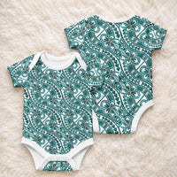 Hibiscus Bloom Island Tribal Waves Baby Onesie Teal Polynesian Pattern LT01 - Polynesian Pride