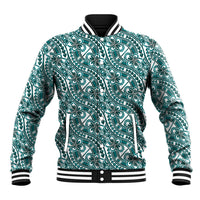 Hibiscus Bloom Island Tribal Waves Baseball Jacket Teal Polynesian Pattern LT01 Unisex Teal - Polynesian Pride