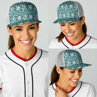 Hibiscus Bloom Island Tribal Waves Baseball Net Cap Teal Polynesian Pattern LT01 - Polynesian Pride