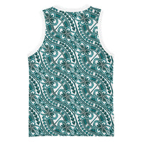 Hibiscus Bloom Island Tribal Waves Basketball Jersey Teal Polynesian Pattern LT01 - Polynesian Pride
