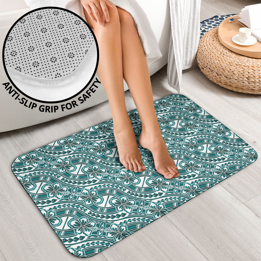 Hibiscus Bloom Island Tribal Waves Bathroom Set Teal Polynesian Pattern LT01 - Polynesian Pride