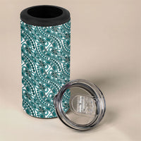 Hibiscus Bloom Island Tribal Waves 4 in 1 Can Cooler Tumbler Teal Polynesian Pattern LT01 - Polynesian Pride