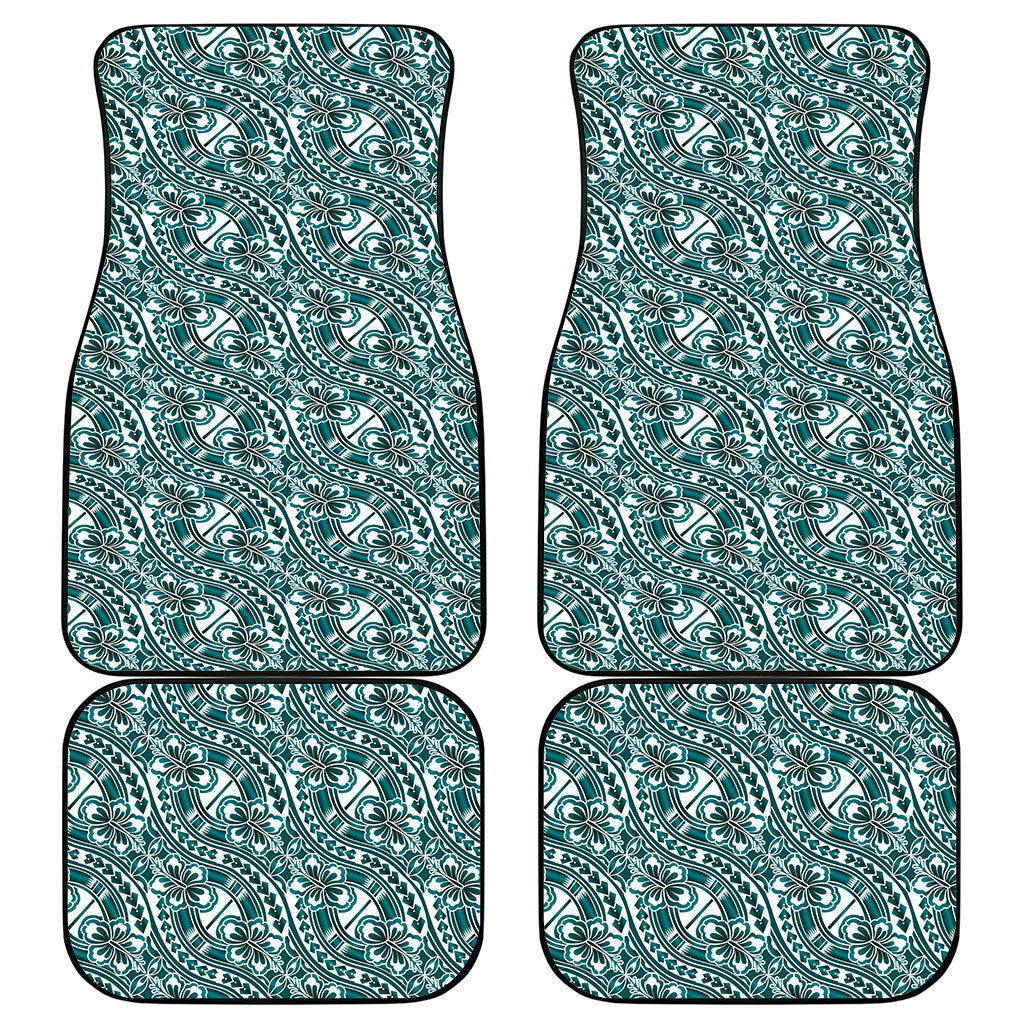 Hibiscus Bloom Island Tribal Waves Car Mats Teal Polynesian Pattern LT01 - Polynesian Pride