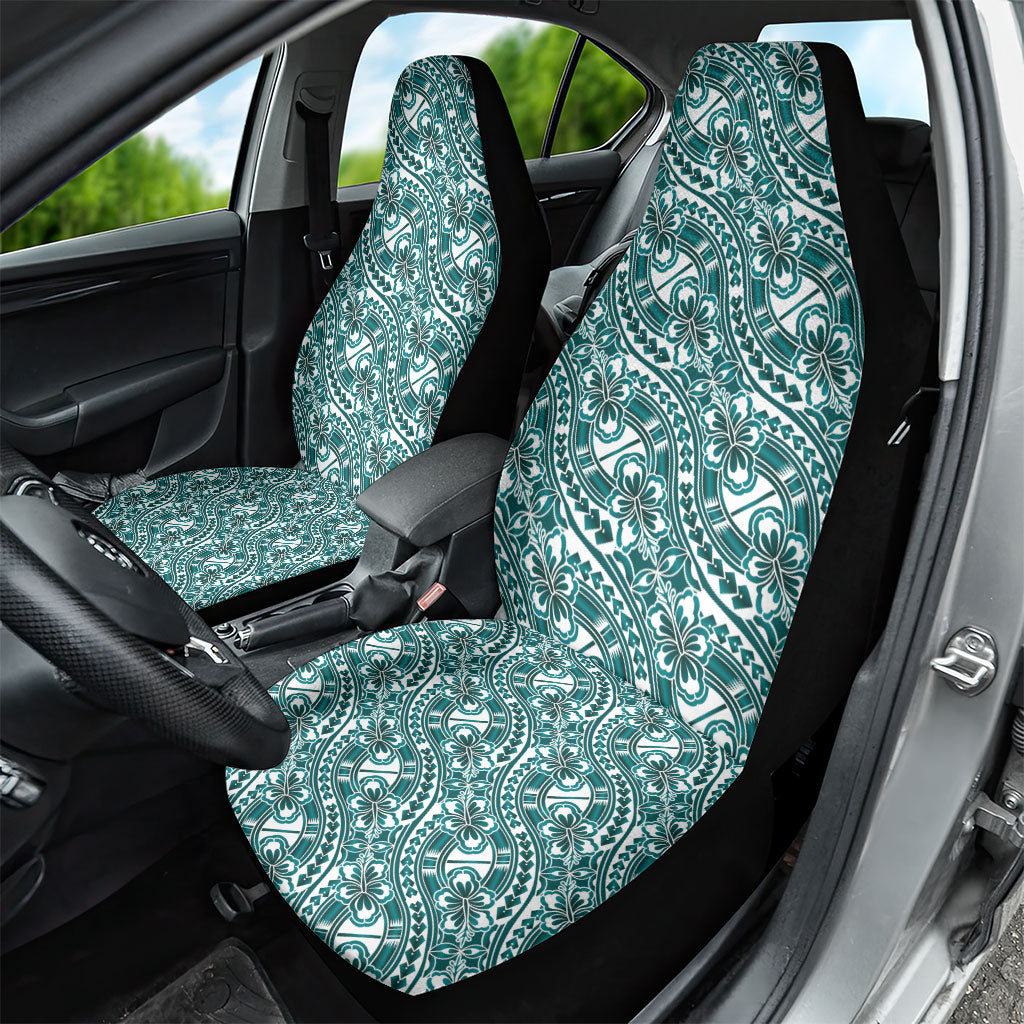 Hibiscus Bloom Island Tribal Waves Car Seat Cover Teal Polynesian Pattern LT01 - Polynesian Pride