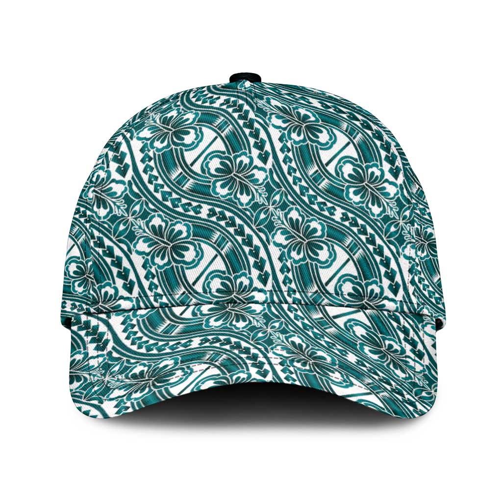 Hibiscus Bloom Island Tribal Waves Classic Cap Teal Polynesian Pattern LT01 Universal Fit Teal - Polynesian Pride