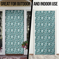 Hibiscus Bloom Island Tribal Waves Door Cover Teal Polynesian Pattern LT01 - Polynesian Pride