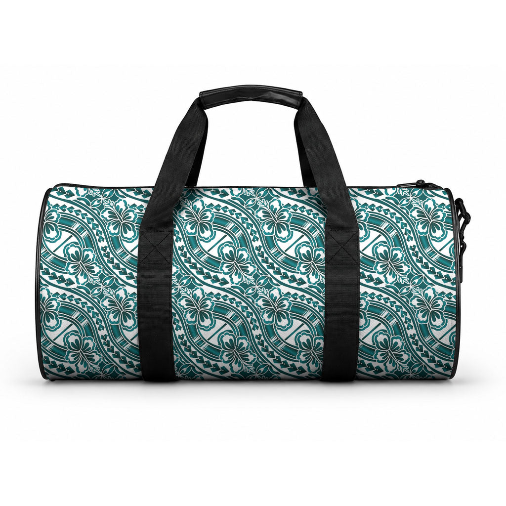 Hibiscus Bloom Island Tribal Waves Duffle Bag Teal Polynesian Pattern LT01 One size Teal - Polynesian Pride