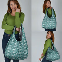 Hibiscus Bloom Island Tribal Waves Grocery Bag Teal Polynesian Pattern LT01 - Polynesian Pride