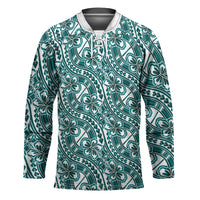 Hibiscus Bloom Island Tribal Waves Hockey Jersey Teal Polynesian Pattern LT01 Unisex Teal - Polynesian Pride