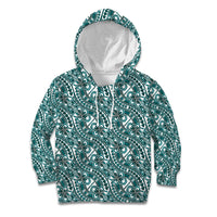Hibiscus Bloom Island Tribal Waves Kid Hoodie Teal Polynesian Pattern LT01 Hoodie Teal - Polynesian Pride