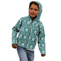 Hibiscus Bloom Island Tribal Waves Kid Hoodie Teal Polynesian Pattern LT01 - Polynesian Pride