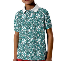 Hibiscus Bloom Island Tribal Waves Kid Polo Shirt Teal Polynesian Pattern LT01 Kid Teal - Polynesian Pride